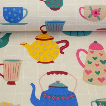 Preview: Dekodruck "Linde" Kannen & Tassen Naturweiß by Swafing